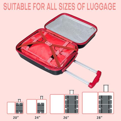 Compressible Packing Cubes Portable Hanging Closet Shelves 17"x12"x24" Extendable Travel Organizer Nylon Packing Bags for Suitcase - color: Red