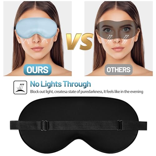 Sleep Mask, Silk Eye Mask for Sleeping with Adjustable Strap, Blindfold Eyeshade for Men & Women, Comfortable & Soft Eye Cover Eyeshade for Night Sleep (Light Blue) - color: Light Blue