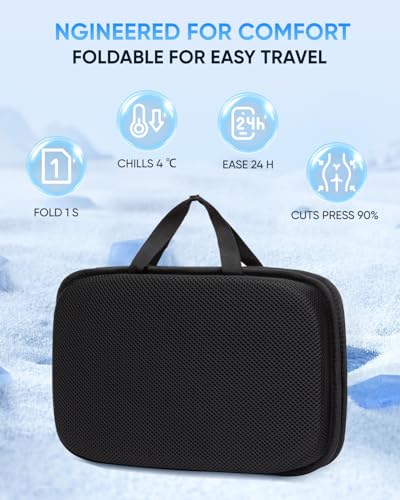 Gel Memory Foam Cushion for Office Chairs and Car Travel | Cooling Gel Layer, Foldable Portable, Non-Slip Bottom, For Office Chair, Car Seat, Travel