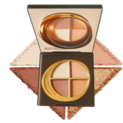4-in-1 Glow Palette: Highlighter, Contour, Matte Eyeshadow & Bronzer for Cheeks & Eyes | Glow Wardrobe & Makeup Palette | Versatile Face & Eye Cosmetics