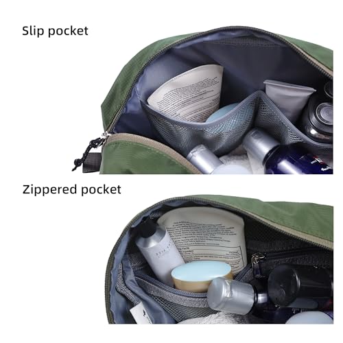 Travel Toiletry Bag 5L, Compact Travel Organizer with Waterproof TPU Wet/Dry Compartment - color: Medium Olive, size: 5L
