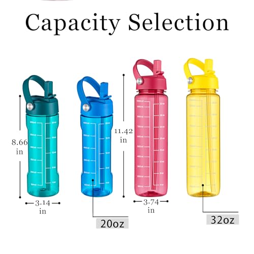 GOPPUS 20oz Clear Water Bottle with Flip Straw, Lightweight, Leakproof, Easy Carry and BPA-Free, Tritan Water Bottlefor Sport, Travel, Outside (Green) - color: Green, size: 20 Ounces