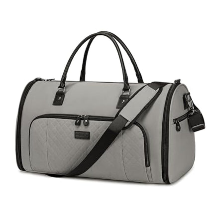 Vessgra Garment Bag for Airplane Travel, Carry On Garment Duffle Bags for Women, 2 in 1 Travel Suit Bag with Shoes Compartment Carry on Bag Hanging Garment Bag Travel with Shoulder Strap,Grey - color: Grey