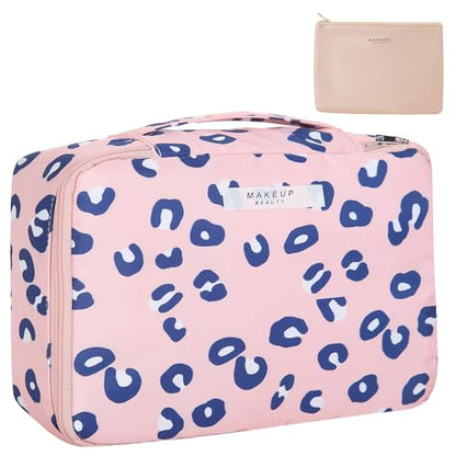 Queboom Travel Makeup Bag Cosmetic Bag Makeup Bag Toiletry bag for women and men (Pink Leopard) - color: Pink Leopard