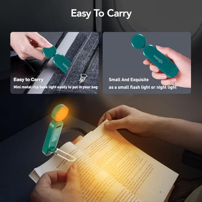 VAVOFO USB Rechargeable Book Light, Blue Light Blocking, Amber Light Clip On Bookmark Shaped Reading Light, Eye Care 6 LEDs Book Light for Bookworms Reading in Bed with 9 Lighting Modes (Dark Green) - color: Dark Green