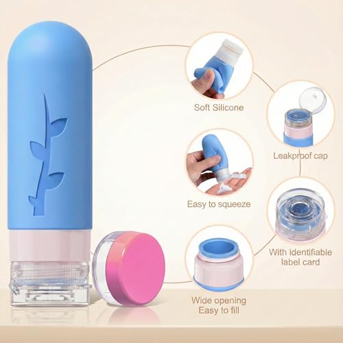 DEPOZA Travel Bottles Kit (16 Pack) - TSA Approved, Leak Proof Silicone Squeezable Containers for Toiletries. Complete Set with Jars, Sprayers & Bag (White) - color: White