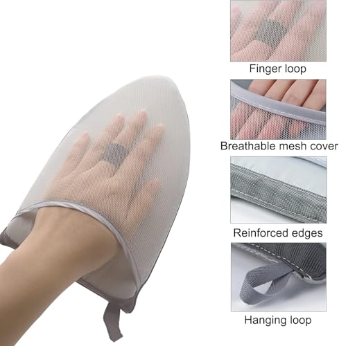 Clothes Steamer Stand Hanger with Steamer Ironing Glove for Steaming Clothes, Handheld Garment Steamer Rack with Grey Mini Handhelded Ironing Pad Board - color: Silver Glove+ Black Rack