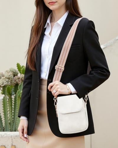 Fashion Small Crossbody Bags for Women Trendy Designer Cell Phone Purses Wallets with Card Holder Anti Theft Travel - color: White