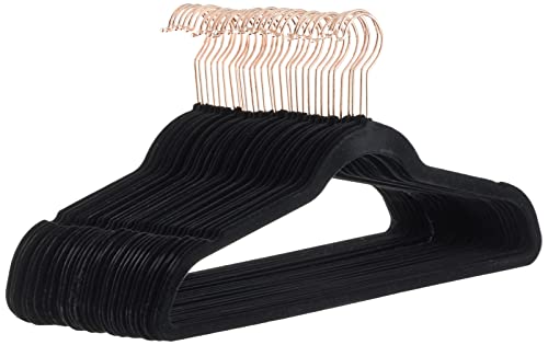 Amazon Basics Slim Velvet Non-Slip Space Saving Sturdy Suit Clothes Hangers, Closet Organizer, Black/Rose Gold, 30-Pack - color: Black/Gold, size: Pack of 30