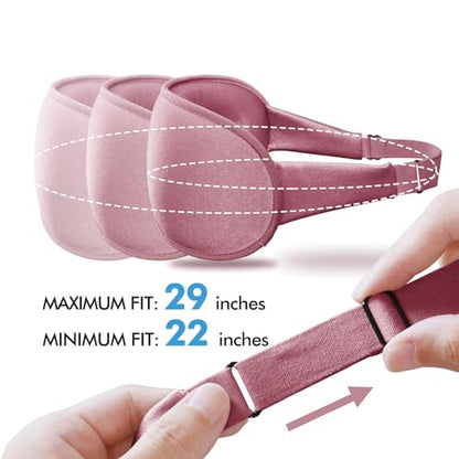 Sleep Eye Mask for Men Women, Sleeping Mask for Side Sleeper, Travel Blackout Night Blindfold Eye Shade Cover with Adjustable Strap (Rose) - color: Rose