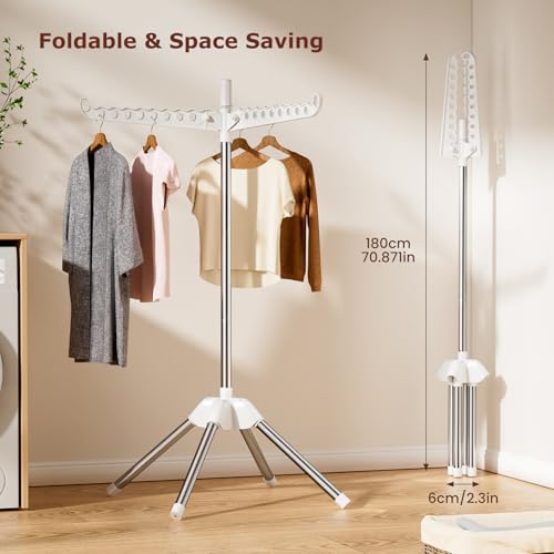 Abiglifty Rotatable and Foldable Clothes Drying Rack, Space Saving Free Standing Laundry Drying Rack for Indoor, Balcony, 1 Layer - size: 1 tier
