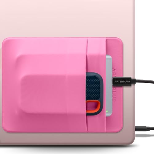 2-Pocket Adhesive Hard Drive Holder for Laptop, Stick-On Pocket Pouch for External Portable SSD, HDD, Slim Mouse and Cables (Large - Fits SSD & 2.5" Drives) - color: Pink, size: Large