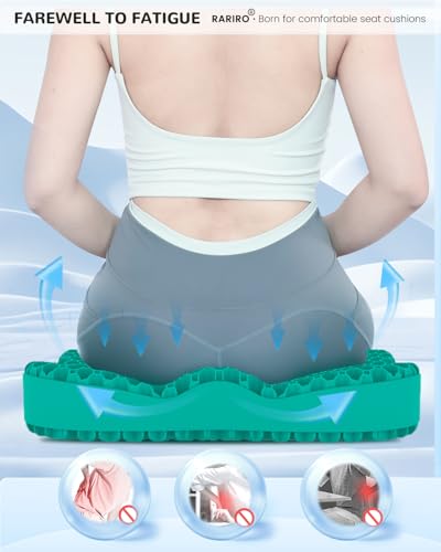 Thickened Gel Seat Cushion, Egg Gel Chair Pads for Wheelchair Pressure Coccyx Sciatica Pain Relief, Cooling Desk Seat Cushion for Kayak, Car, Office Chair Long Sitting[Green-2.75"] - color: Green, size: 16.9*14.5*2.75in