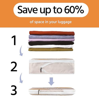 6 Pcs Compression Packing Cubes Waterproof Suitcase Travel Bag Luggage Backpack Organizer Travel Cubes for Packing-Bohemian - color: Bohemian 01