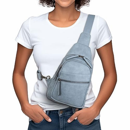 Alldaily Large Sling Bag for Women Crossbody Purse Leather Fashionable Trendy Chest Bag for Travel, Fanny Pack (Blue) - color: Blue