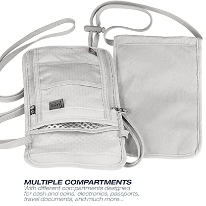 Lewis N. Clark RFID Blocking Stash Neck Wallet, Travel Pouch + Passport Holder for Women & Men, Gray - color: Gray