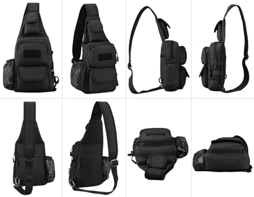 Sling Bag Crossbody Backpack for Men,Handiness Skiing Sling Bag, Lightweight Daypack for Hiking Travel (Black) - color: Black