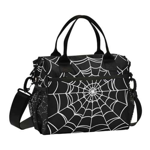 Goth Spider Web Lunch Bag & Lunch Box for Women with Adjustable Shoulder Belt Insulated Portable Lunch Tote Bag Cooler Bag for Girls Travel Office Picnic - color: Goth, size: Medium
