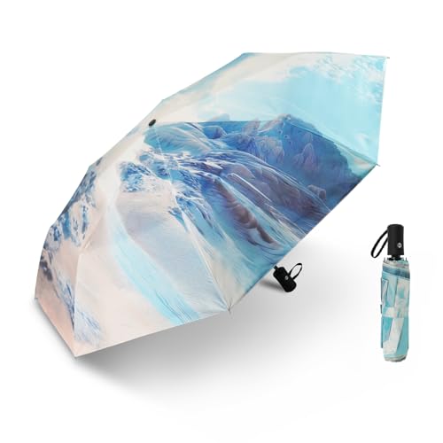 SY COMPACT Travel Umbrella - Windproof Automatic Compact Umbrella for Rain, Lightest 8-Rib, Small, Strong & Portable, Durable Grip, Fits Backpack & Car, Factory Direct (UV Available) - color: Coast
