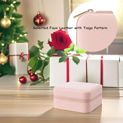 Vlando Small Travel Jewelry Box Organizer - Mirrored Jewelries Necklaces Rings Earrings Necklace Storage Case, Pink - color: a. Pink 2023