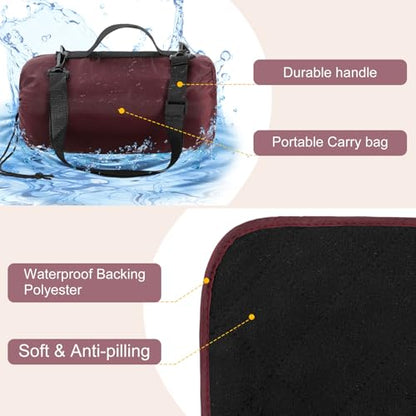 Tranqun 2 Pcs Large Waterproof Outdoor Blanket 78 x 55'' Windproof Blanket Quilted Waterproof Fleece Sandproof Foldable Warm Stadium Blankets for Camping Picnic Sporting Event Cold Weather(Dark Red) - color: Dark Red