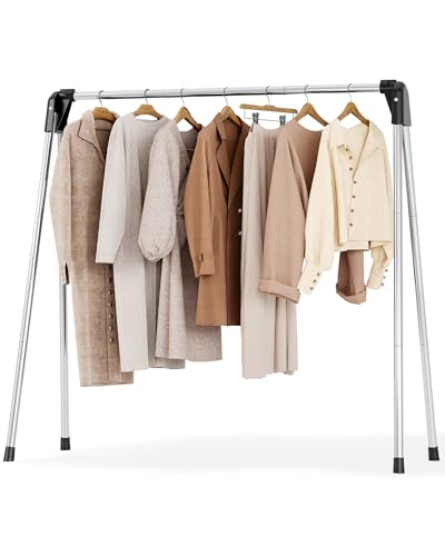 APEXCHASER Clothes Drying Rack Foldable, Stainless Steel Laundry Drying Rack Collapsible, Clothes Hanger for Sweater Baby Clothes Towel for Indoor & Outdoor, Portable Clothes Airer for Travel - size: 48 inch New