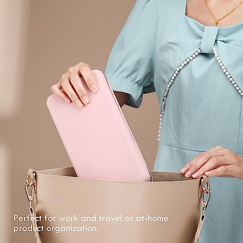 FVION Zipper Makeup Brushes Bag For Travel, Large Silicone Makeup Brush Holder, Make Up Brushes Pouch Case for Makeup Tools - Pink - color: Pink