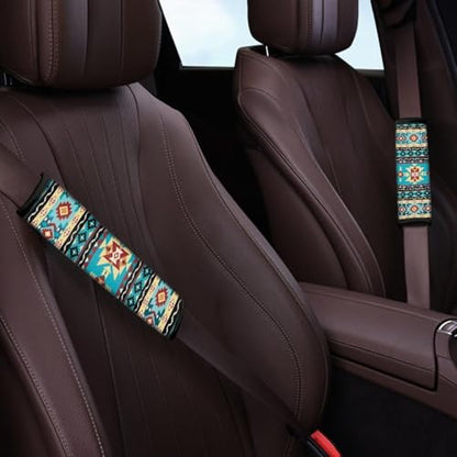 Aztec Auto Seat Belt Cover Seatbelt Shoulder Pad 2 Pack Comfortable Car Interior Automotive Anti-Slip Shoulder Strap Protect Fit Most Car, Truck, Suv, or Van - color: Aztec