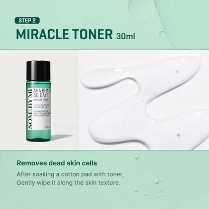 SOME BY MI AHA BHA PHA 30Days Miracle AC SOS Kit - Toner 1.01Oz, Serum 0.33Oz, Cream 0.7Oz, Foam 1.01Oz - Mild Exfoliating Daily Skin Care Set - Skin Wastes, Sebum, Oiliness Care - Korean Skin Care - color: Miracle Kit with Foam