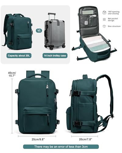 VGCUB Travel Backpack for Women Men, Spirit Airlines Personal Item, 18x14x8 Inches, Laptop, College, Waterproof, Carry On, Flight Approved, Work, Peacock Blue - color: Peacock Blue, style: Small