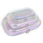 Clear Hard Shell Zipper Case,3PCS Transparent Clear Laser Zipper Pouches,Hard Side Plastic Case Set,Portable Travel Storage Organizer Bins - color: 3pcs-Purple-LMS-Laser