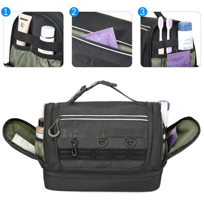 TANGCORLE Toiletry Bag for Men, Handing Travel Toiletry Organizer Protable Water Ressistant Bathroom Shaving Bags for Toiletry Accessories, Travel Essentials, Black(Empty Bag)