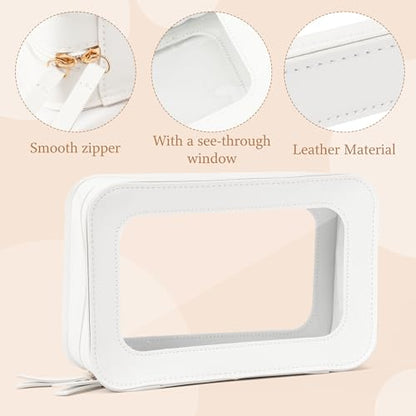 Glass Travel Bottles for Toiletries - 19pcs Skincare Travel Containers with PU Leather Toiletry Bag, Pump Spray Bottle Cream Jar Leak Proof Mini Makeup Containers for Serum Moisturizer Toner