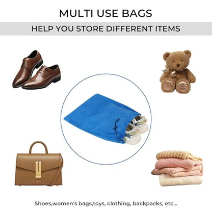 LAKE OF FIRE 4-Piece Travel Shoe Bags for Packing, 17.7" x 13.8" Dustproof Shoe Bags with Drawstring Closure,Washable & Reusable(Blue) - color: Blue