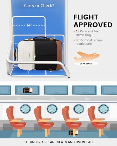 LOVEVOOK Travel Backpack for Women, TSA Carry On Backpack Flight Approved Luggage, 30L Water Resistant Personal Item Daypack Large Weekender Bag fit 15.6 inch Laptop with 3 Cubes, Beige-black-brown - color: Beige-black-brown, size: 35L-15.6 Inch-4Pcs