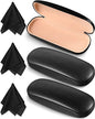 Frienda 3 Pieces Hard Shell Glasses Case Eyeglass Case Protective Sunglass Holder with Cleaning Cloth for Men Women Unisex - color: Black