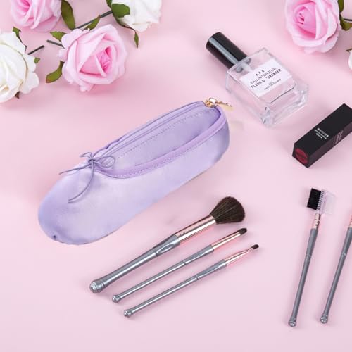 Ballet Dance Shoe Makeup Bag For Little Girls, Ballerina Slipper Makeup Pouch Bag, Ballet Pointe Shoes Gifts (Purple) - color: Purple