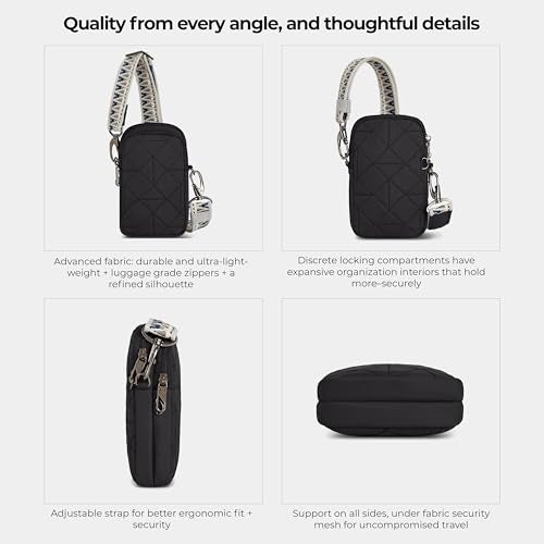 Travelon Anti-Theft Boho 2 Compartment Phone Crossbody - color: Black