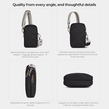 Travelon Anti-Theft Boho 2 Compartment Phone Crossbody - color: Black