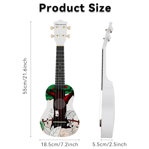 RANMING Ukulele 21 inch ukelele 4-String Ukulele Starter Kit with Strap, Picks,Carbon Strings Portable Plastic uku for Music Education Outdoor Travel Holiday Gifts Pink - color: Pink