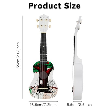 RANMING Ukulele 21 inch ukelele 4-String Ukulele Starter Kit with Strap, Picks,Carbon Strings Portable Plastic uku for Music Education Outdoor Travel Holiday Gifts Pink - color: Pink