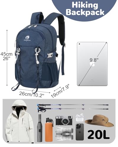 20L Small Waterproof Hiking Backpack Men Women, Lightweight Small Travel Backpack for Outdoor, Blue - color: Blue