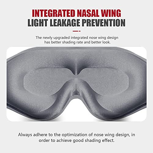 Sleep Mask, 3D Deep Contoured Eye Covers for Sleeping, 99% Block Out Light Eye Mask, Zero Pressure Cup Blindfold for Men Women, with Adjustable Strap for Sleeping, Yoga, Traveling (Grey) - color: Grey
