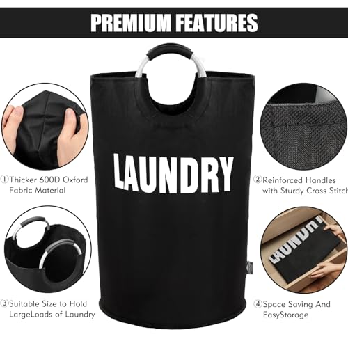 DOKEHOM 160L XX-Large Laundry Basket (7 Colors), Collapsible Laundry Bag, Foldable Laundry Hamper, Folding Washing Bin (Black, XXL) - color: Black, size: 160L