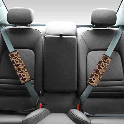 2Pcs Car Seat Belt Cover Pads, Anti-Slip Brown Duck Camo Shoulder Strap Protects Universal Auto Seat Straps for Vehicle Truck SUV Van Sedan, Backpack Straps - color: Brown Duck Camo