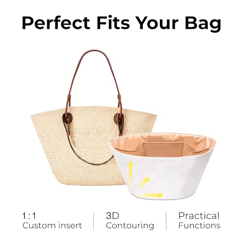 Purse Organizer Insert for Loewe Anagram Basket M Handbag, Custom Fit Inside Premium Vanile Lightweight WaterResistant Tote Bag Insert Accessories - color: Vanile, size: Fits-Anagram Basket M