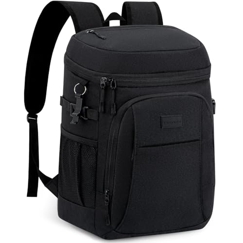 Tuwubi Cooler Backpack 35/42 Cans, Backpack Coolers Insulated Leak Proof for Men Women, Waterproof Soft Sided Lunch Camping Beach Travel Ice Chest Backpack Cooler Bag - color: Black, size: Medium