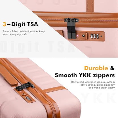 Luggage Sets 3 Piece with Spinner Wheels, Lightweight PC Hardside Suitcase with TSA Lock & YKK Zippers, 20 Inch Carry On Luggage with Travel Bag for Men and Women, Pink - color: Pink, size: 3 Piece Set (20inch)