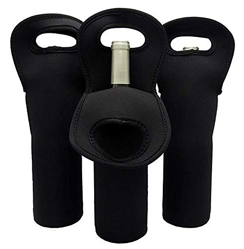 Wine Carrier Tote Bag Set of 3 Neoprene Champagne Bottles Protective Travel Bag Beer Cans Water Bottle Holder for Safe Transportation(Black)