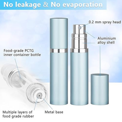 Refillable Perfume Atomizer Travel Bottle 5ml Leakproof Luxury Travel Perfume Refillable Bottle, Portable Fragrance Atomiser (Light Blue) - color: Light Blue